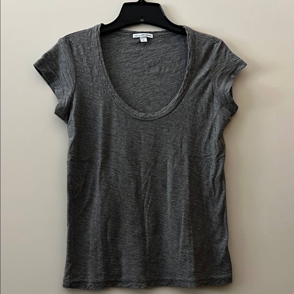 James Perse Gray Short Sleeve scoop neck Tee size 2